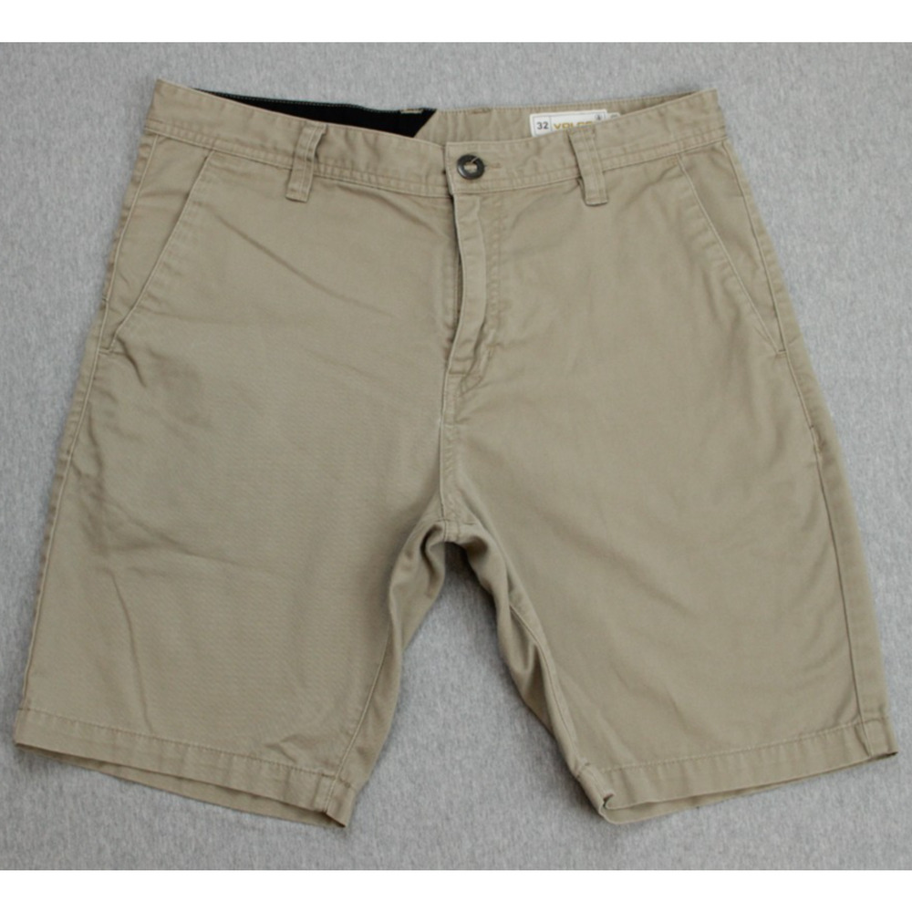 Volcom Shorts Mens 32 Biege Cotton Blend Flat Front Chino 9" Inseam